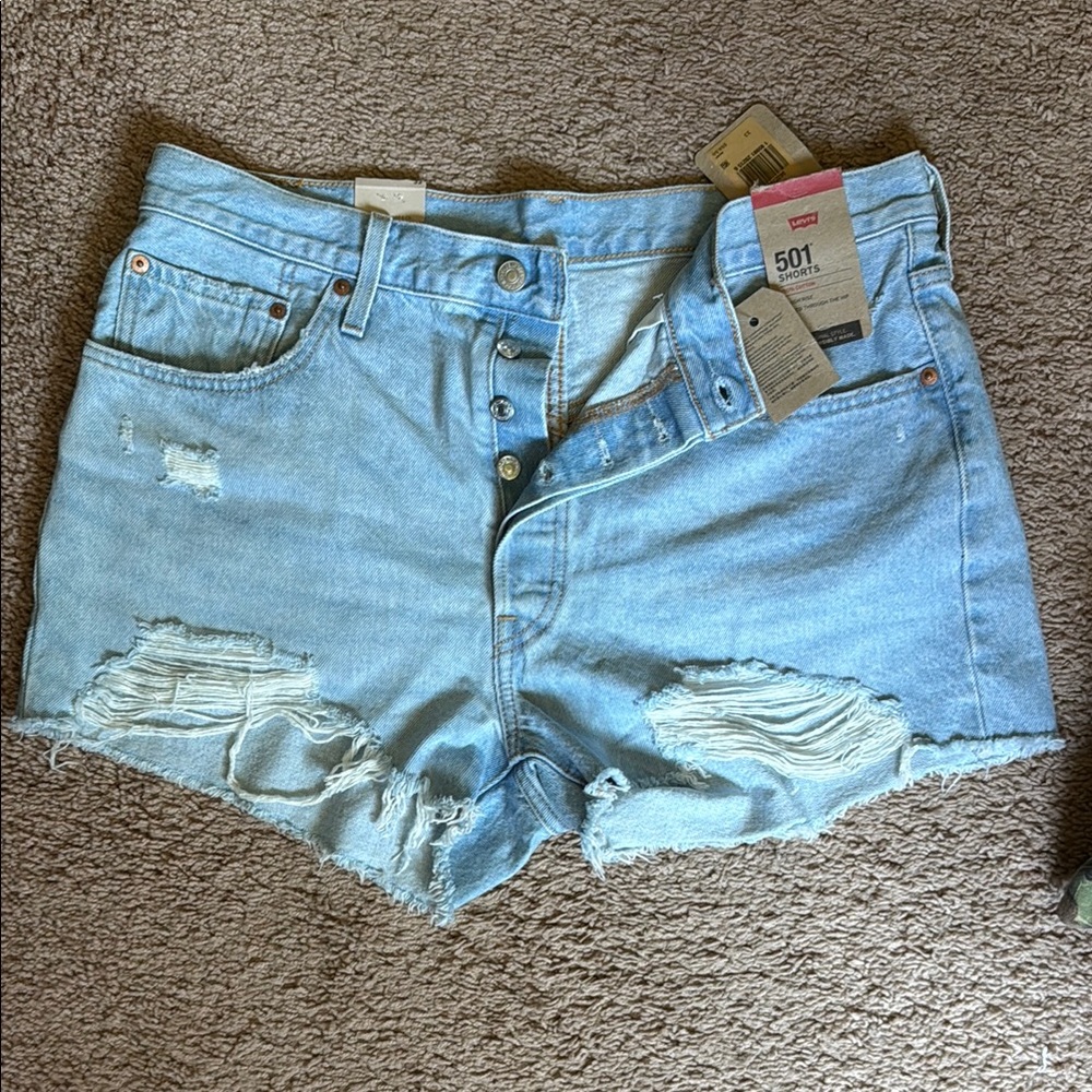 Levi's Blue Jean Shorts Distressed Cut-Off Style